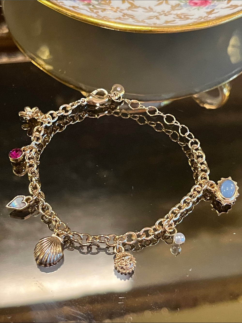 Gold Shell Charm Multicolored Bracelet